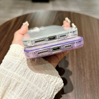 ELECTROPRIME For iPhone 15 Plus Love Pattern Transparent Lens Frame IMD Acrylic Phone Case(Purple)
