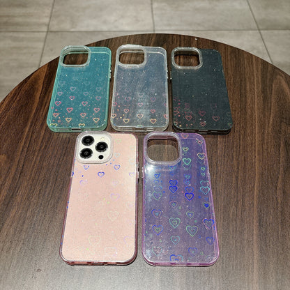 ELECTROPRIME For iPhone 15 Plus Love Pattern Transparent Lens Frame IMD Acrylic Phone Case(Purple)