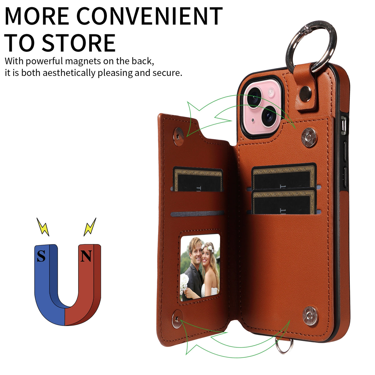 ELECTROPRIME For iPhone 15 Rhombic Texture Card Bag Phone Case with Short Lanyard(Brown)