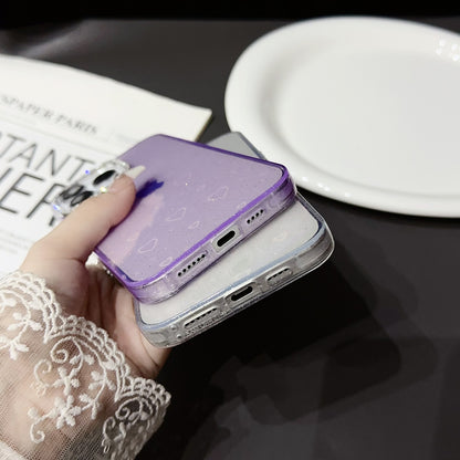 ELECTROPRIME For iPhone 15 Plus Love Pattern Diamond Lens Frame IMD Acrylic Phone Case(Purple)