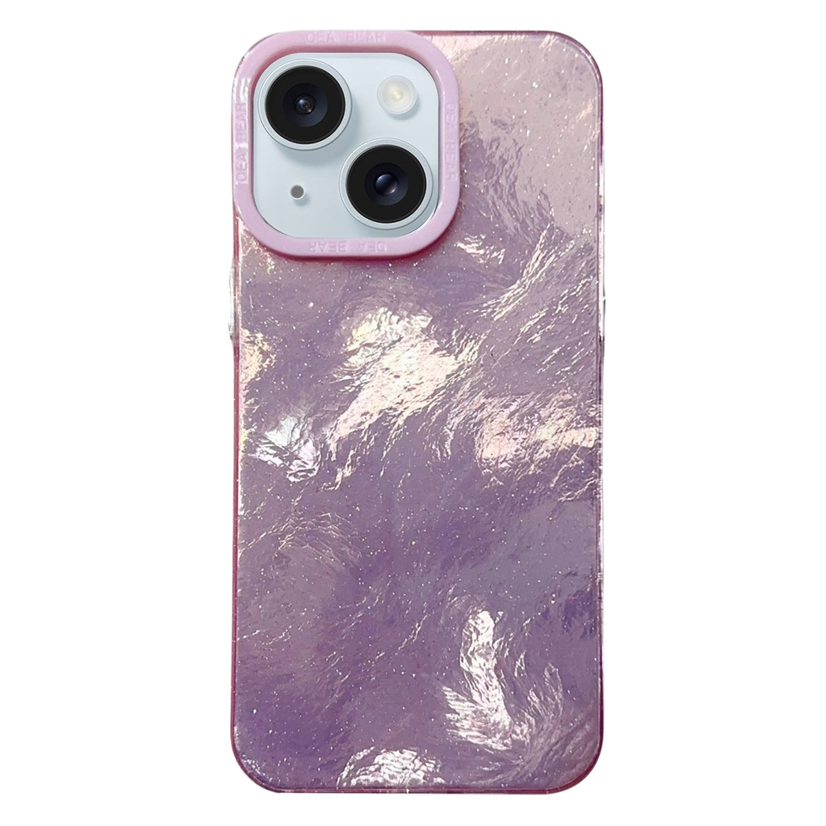 ELECTROPRIME For iPhone 15 Tinfoil Texture Colorful Lens Frame IMD Acrylic Phone Case(Pink)