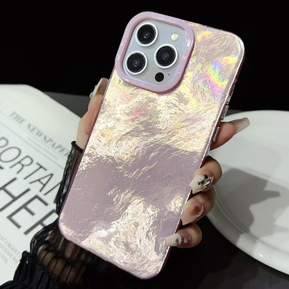 ELECTROPRIME For iPhone 15 Tinfoil Texture Colorful Lens Frame IMD Acrylic Phone Case(Pink)