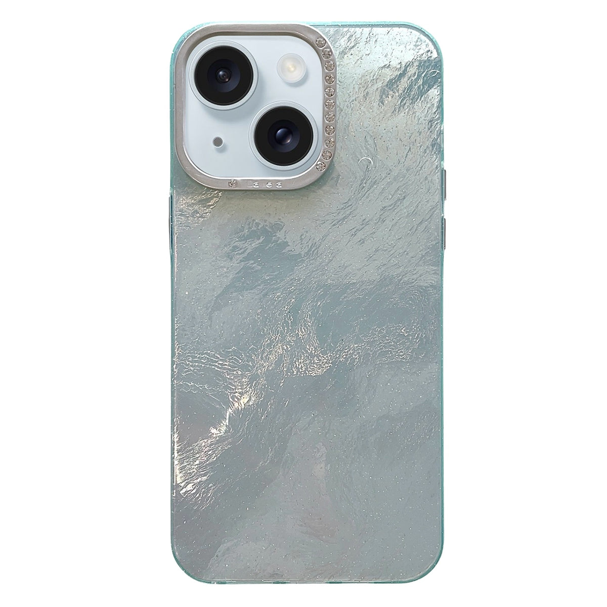 ELECTROPRIME For iPhone 15 Tinfoil Texture Diamond Lens Frame IMD Acrylic Phone Case(Green)