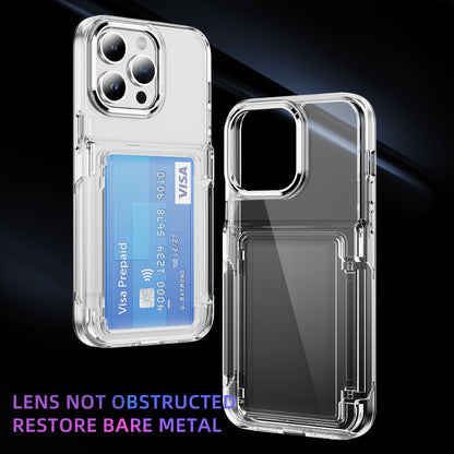 ELECTROPRIME For iPhone 15 Plus Card Holder Acrylic Hybrid TPU Phone Case(Transparent)
