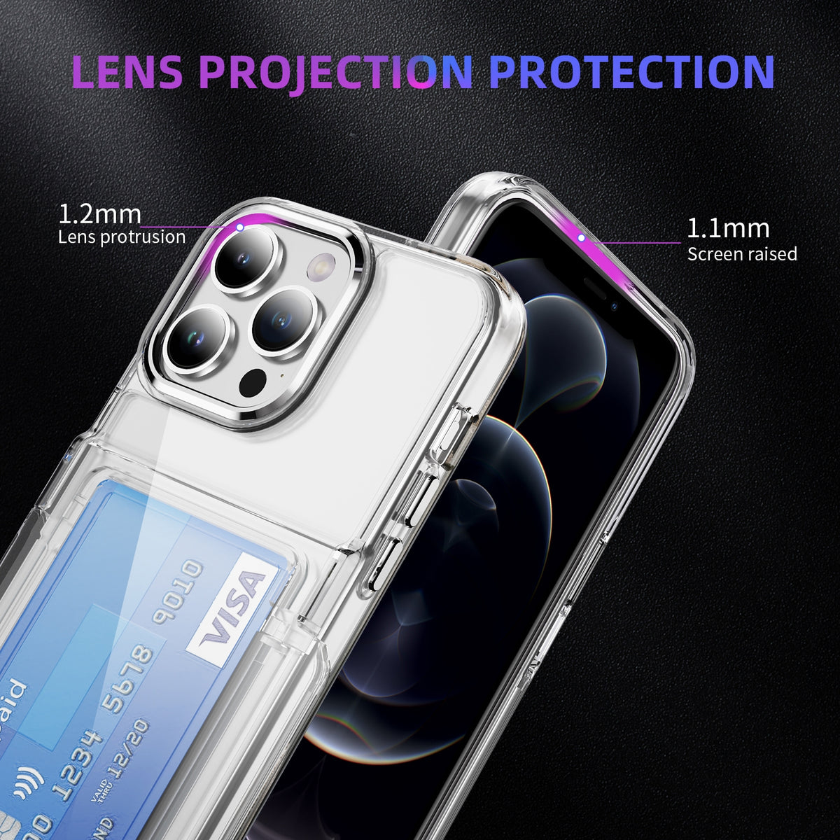 ELECTROPRIME For iPhone 15 Plus Card Holder Acrylic Hybrid TPU Phone Case(Transparent)