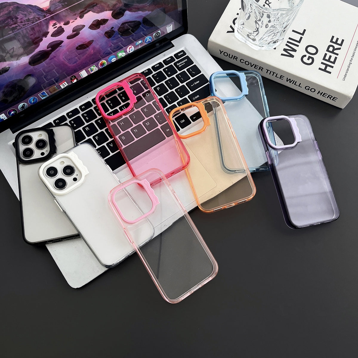 ELECTROPRIME For iPhone 15 Colorful Wavy Circle PC Hybrid TPU Phone Case(Blue)