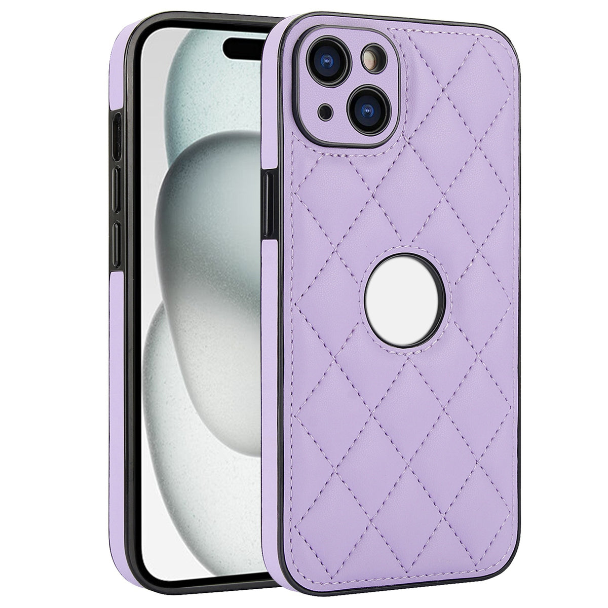 ELECTROPRIME For iPhone 15 Plus Rhombic Leather Back Cover Phone Case(Purple)