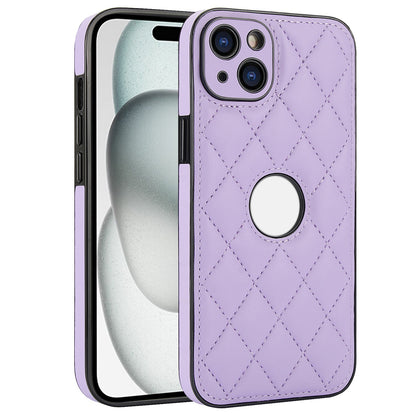 ELECTROPRIME For iPhone 15 Plus Rhombic Leather Back Cover Phone Case(Purple)