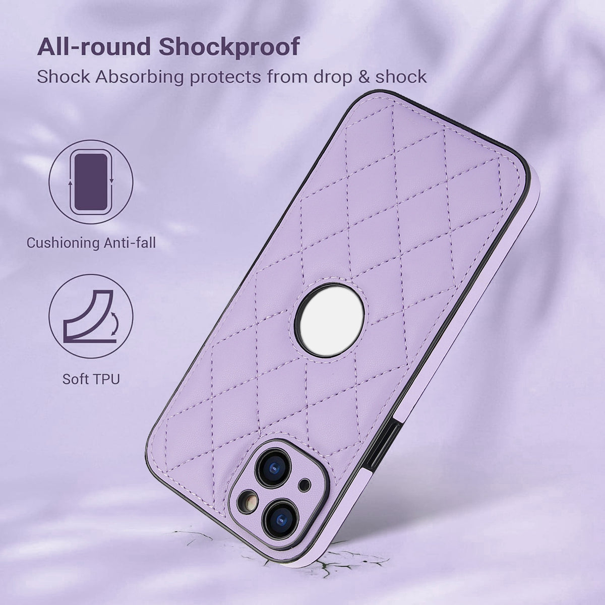 ELECTROPRIME For iPhone 15 Plus Rhombic Leather Back Cover Phone Case(Purple)