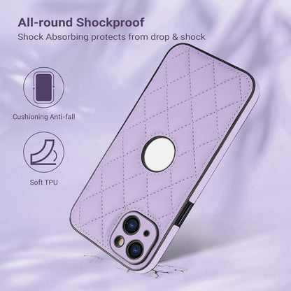 ELECTROPRIME For iPhone 15 Plus Rhombic Leather Back Cover Phone Case(Purple)