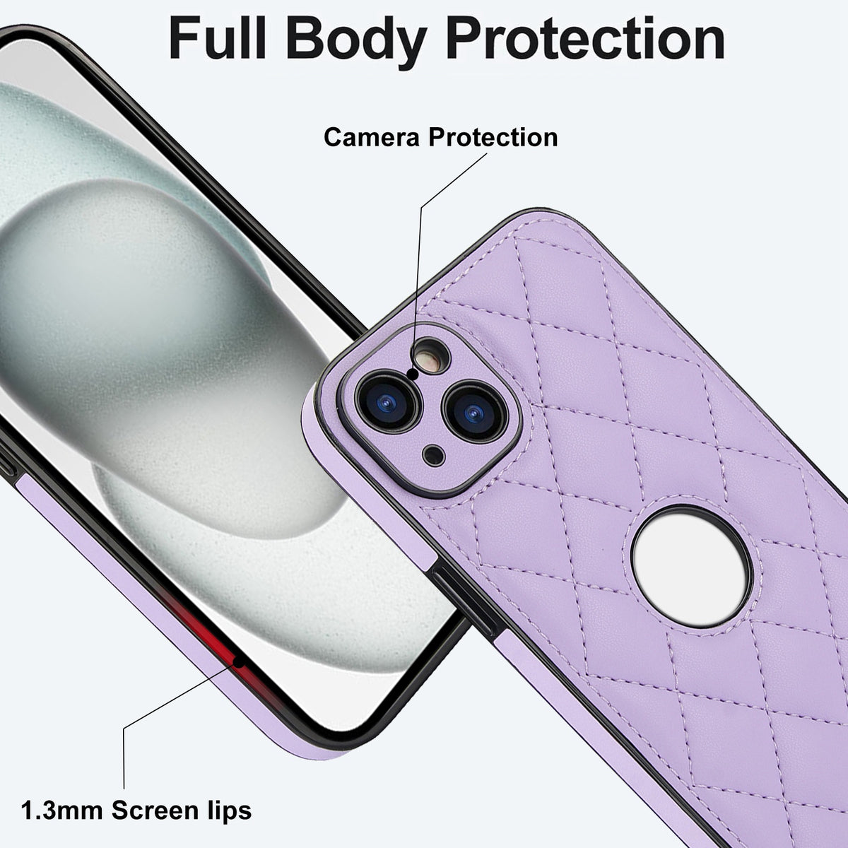 ELECTROPRIME For iPhone 15 Plus Rhombic Leather Back Cover Phone Case(Purple)
