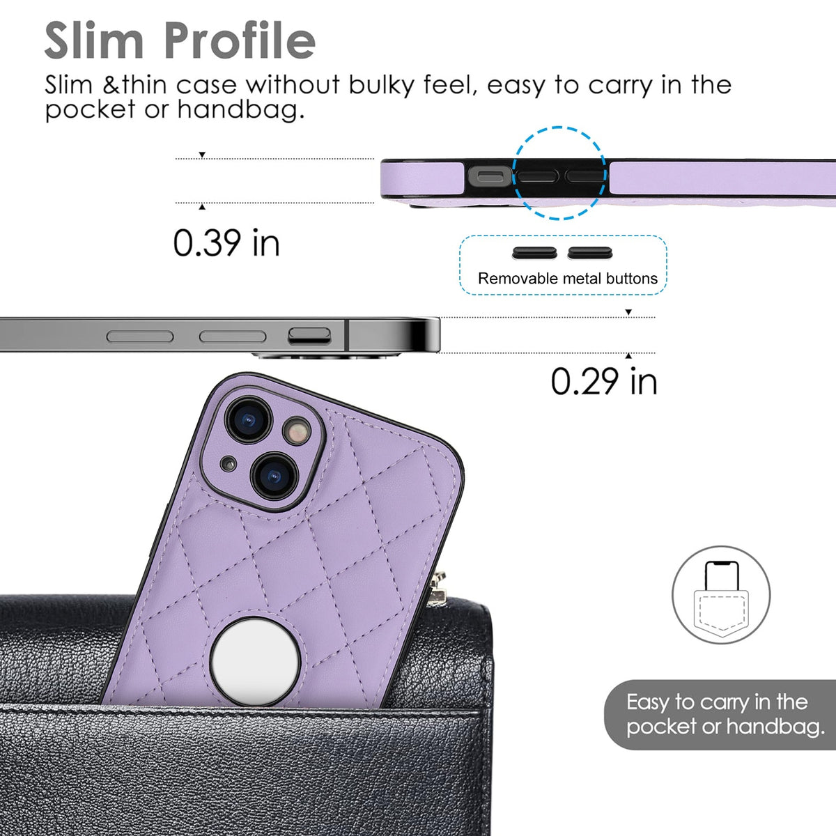 ELECTROPRIME For iPhone 15 Plus Rhombic Leather Back Cover Phone Case(Purple)