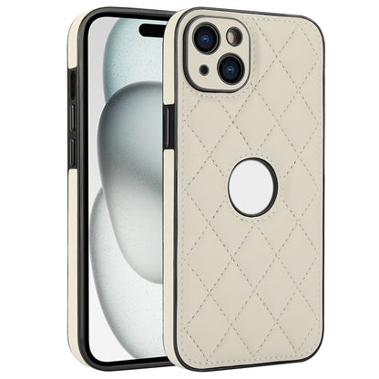 ELECTROPRIME For iPhone 15 Rhombic Leather Back Cover Phone Case(White)