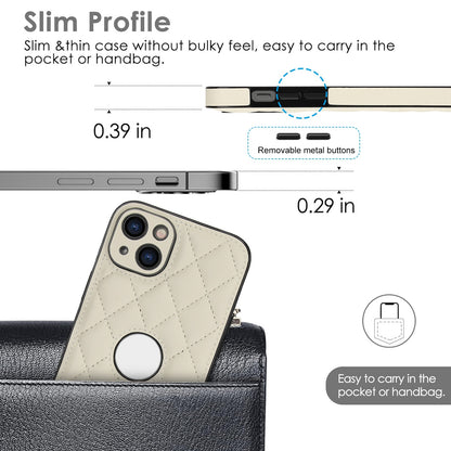 ELECTROPRIME For iPhone 15 Rhombic Leather Back Cover Phone Case(White)