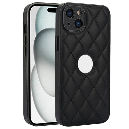 ELECTROPRIME For iPhone 15 Rhombic Leather Back Cover Phone Case(Black)