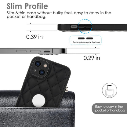 ELECTROPRIME For iPhone 15 Rhombic Leather Back Cover Phone Case(Black)