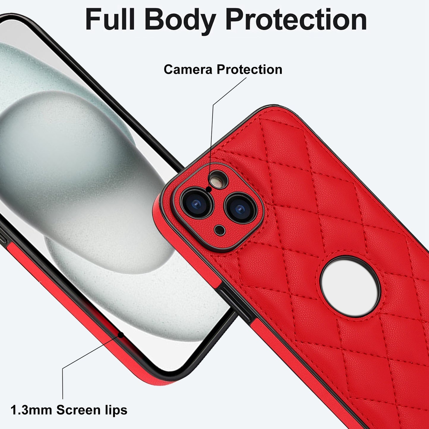 ELECTROPRIME For iPhone 15 Rhombic Leather Back Cover Phone Case(Red)