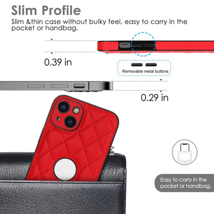 ELECTROPRIME For iPhone 15 Rhombic Leather Back Cover Phone Case(Red)