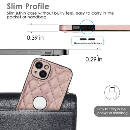 ELECTROPRIME For iPhone 15 Rhombic Leather Back Cover Phone Case(Rose Gold)