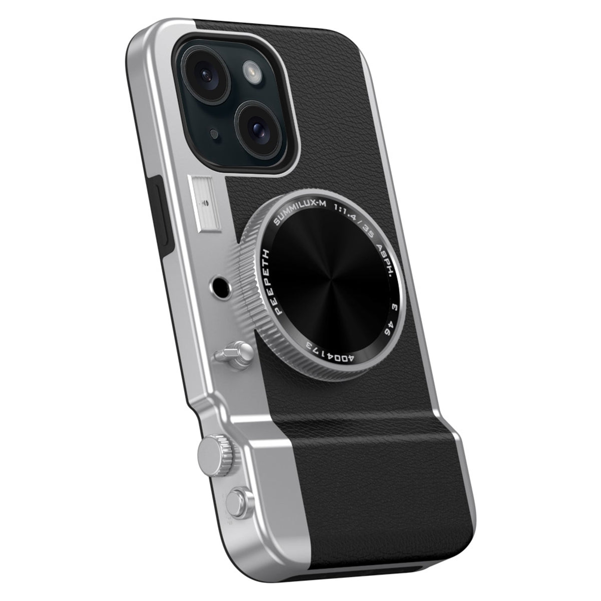 ELECTROPRIME For iPhone 15 3D Retro Bluetooth Camera Magsafe Mirror Phone Case(Black)