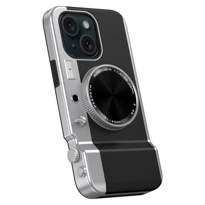ELECTROPRIME For iPhone 15 3D Retro Bluetooth Camera Magsafe Mirror Phone Case(Black)