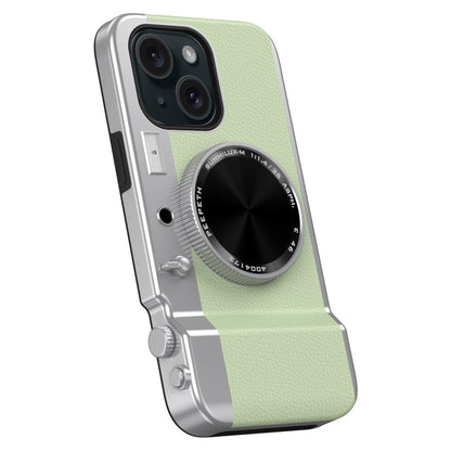 ELECTROPRIME For iPhone 15 3D Retro Bluetooth Camera Magsafe Mirror Phone Case(Light Green)