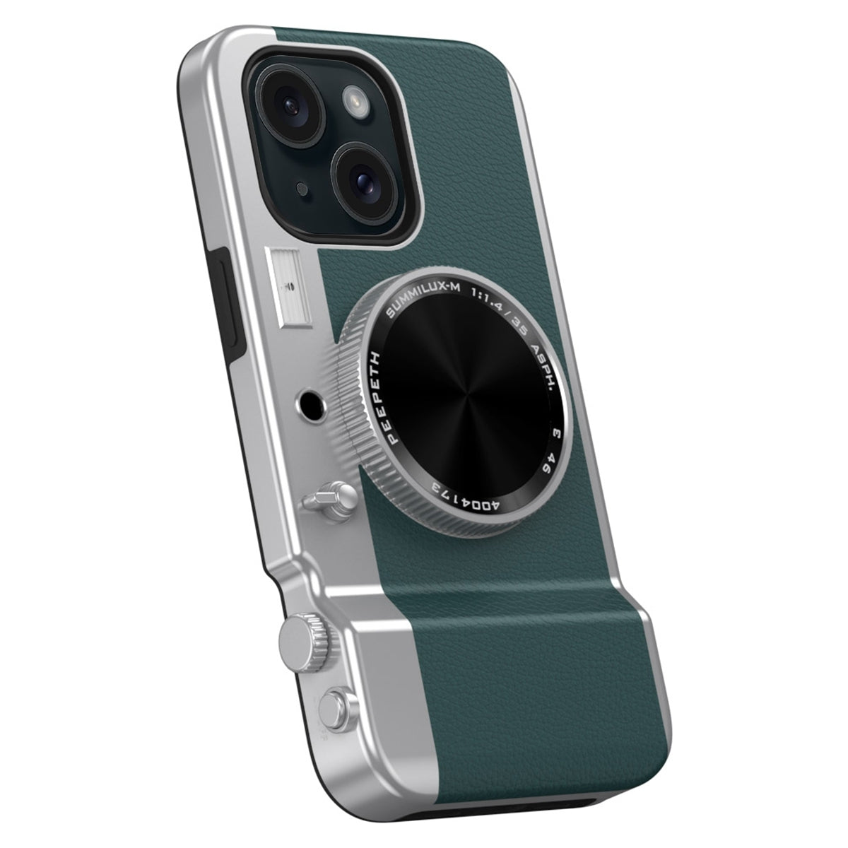 ELECTROPRIME For iPhone 15 3D Retro Bluetooth Camera Magsafe Mirror Phone Case(Dark Green)