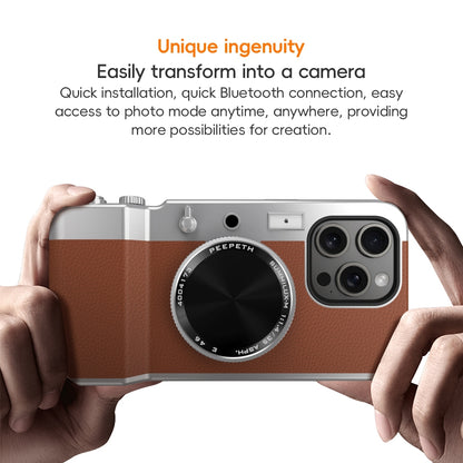 ELECTROPRIME For iPhone 15 3D Retro Bluetooth Camera Magsafe Mirror Phone Case(Dark Green)