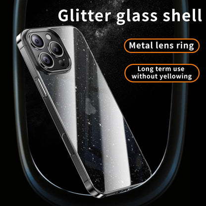 ELECTROPRIME For iPhone 15 Electroplated PC Hybrid Glitter Glass Phone Case(Purple)