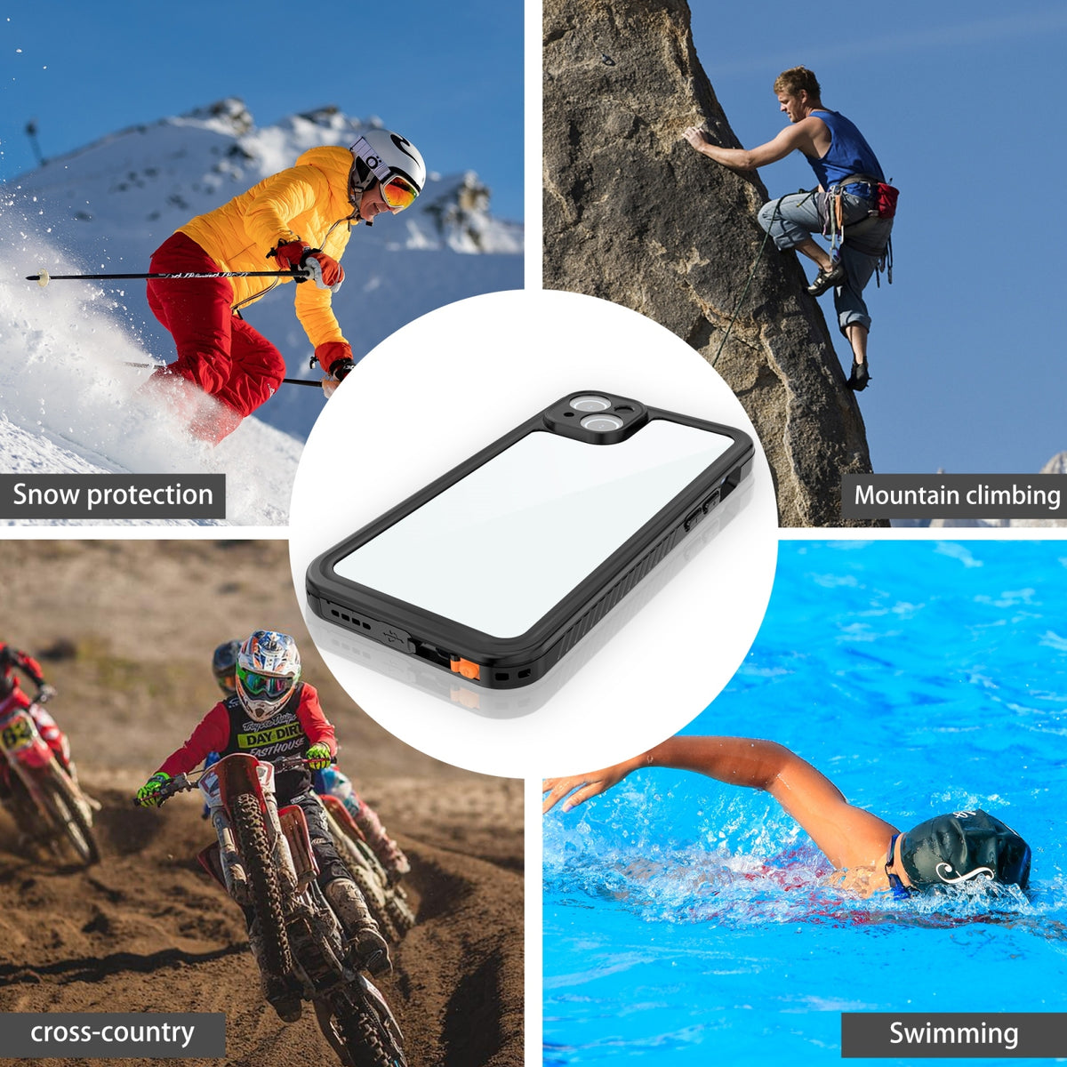 ELECTROPRIME For iPhone 15 Plus RedPepper Shockproof IP68 Waterproof PC + TPU Protective Case(Black)