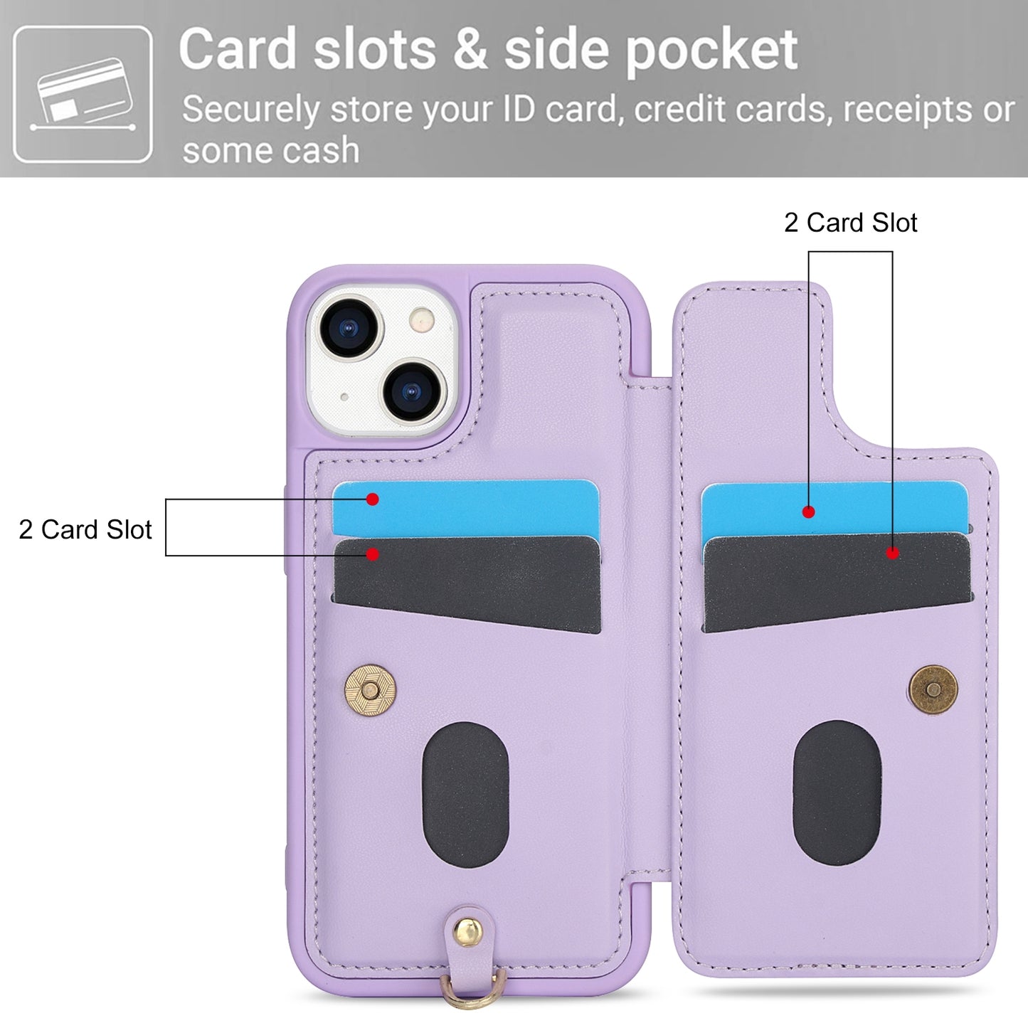 ELECTROPRIME For iPhone 15 Crossbody Flower Pattern Leather Phone Case(Purple)