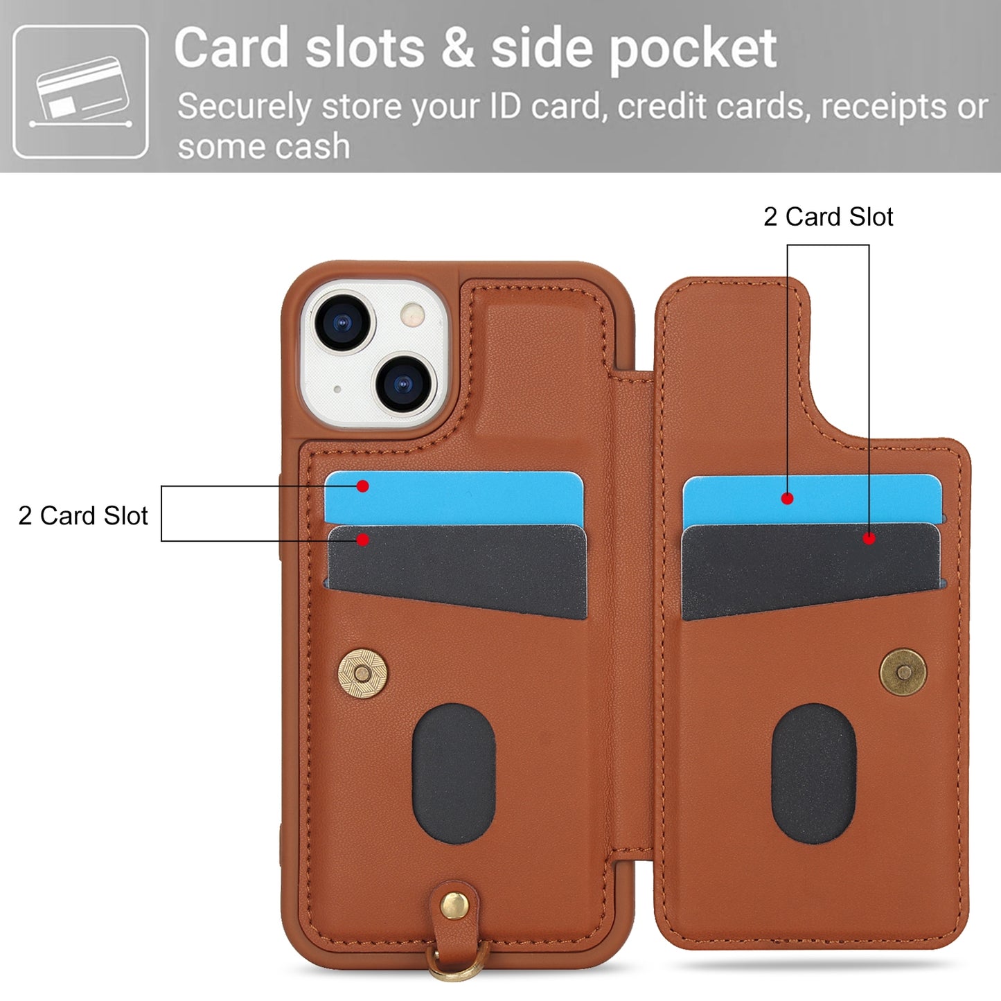 ELECTROPRIME For iPhone 15 Crossbody Flower Pattern Leather Phone Case(Brown)