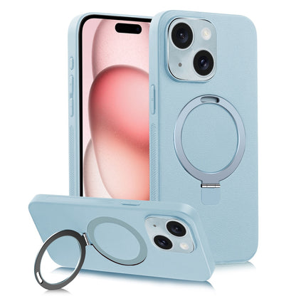 ELECTROPRIME For iPhone 15 MagSafe Rotation Holder PC + Leather Phone Case(Green)