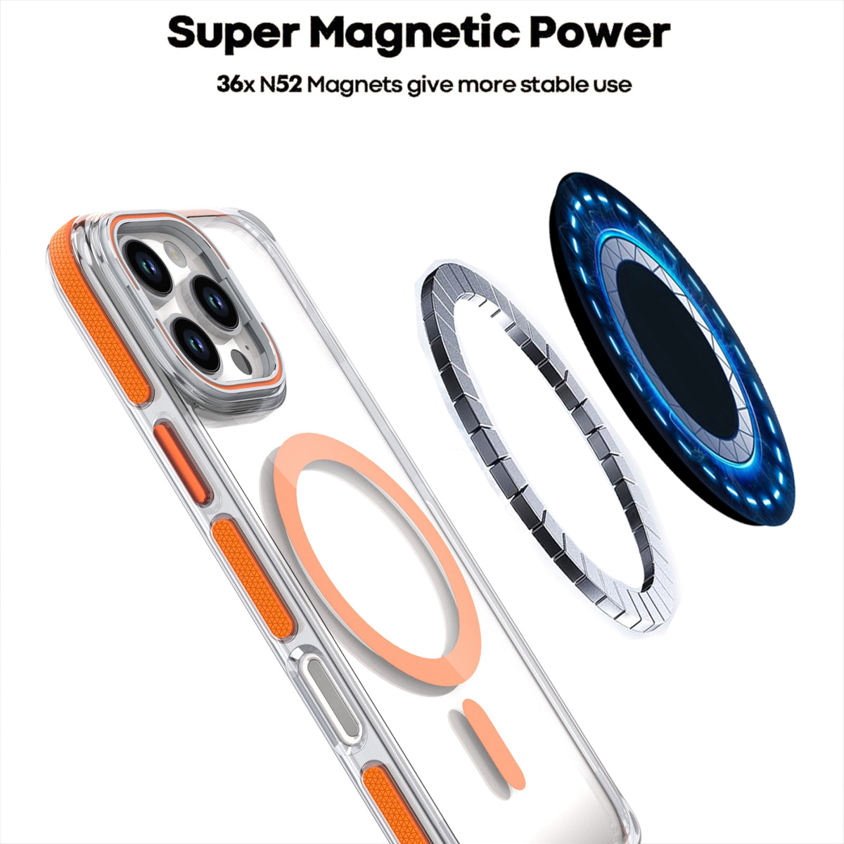 ELECTROPRIME For iPhone 15 Plus Dual-Color Clear Acrylic Hybrid TPU Lens Flip Holder MagSafe Phone Case(Grey)