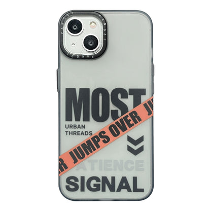 ELECTROPRIME For iPhone 15 Double Layer Frosted IMD Series TPU + PC Phone Case(Orange Diagonal Stripe)