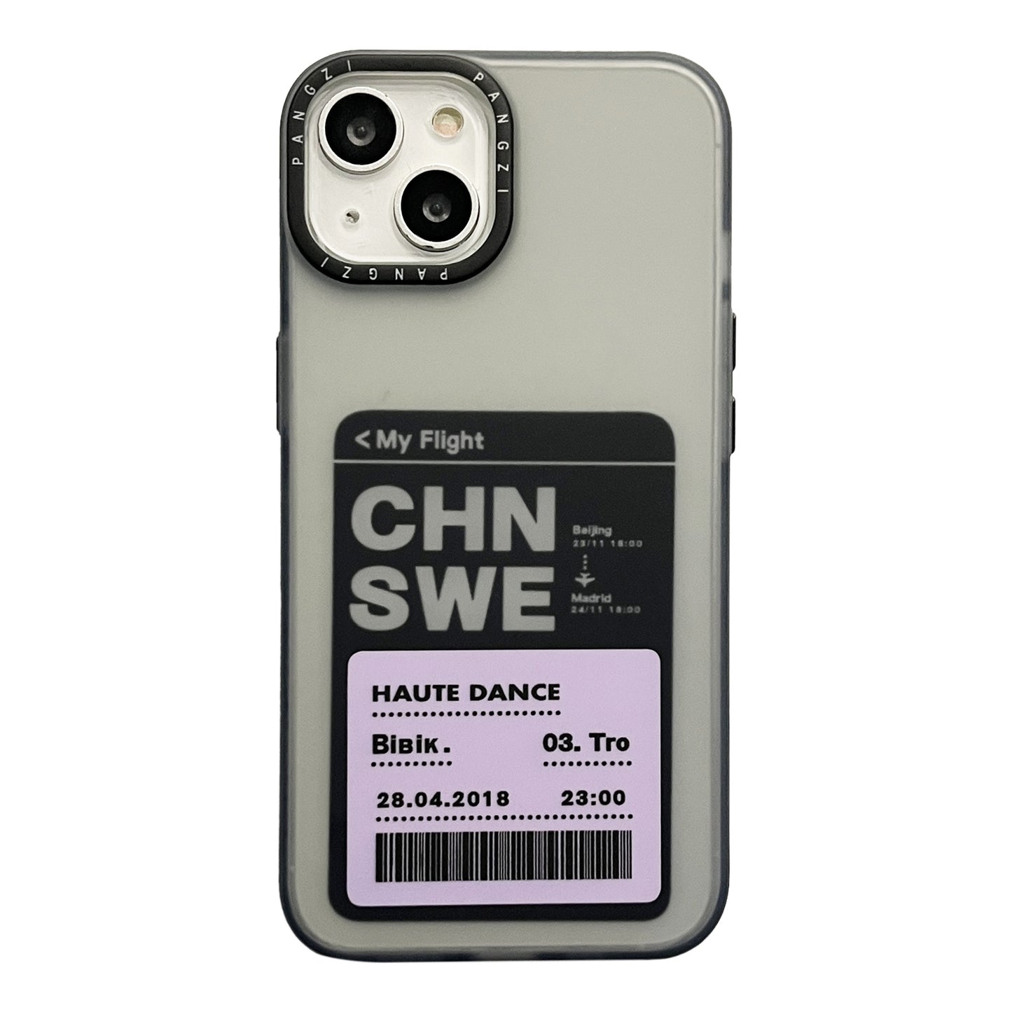 ELECTROPRIME For iPhone 15 Double Layer Frosted IMD Series TPU + PC Phone Case(Purple Boarding Pass)