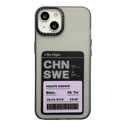 ELECTROPRIME For iPhone 15 Double Layer Frosted IMD Series TPU + PC Phone Case(Purple Boarding Pass)