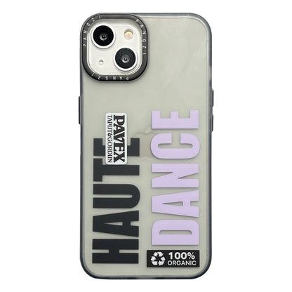 ELECTROPRIME For iPhone 15 Double Layer Frosted IMD Series TPU + PC Phone Case(Purple Letter DANCE)