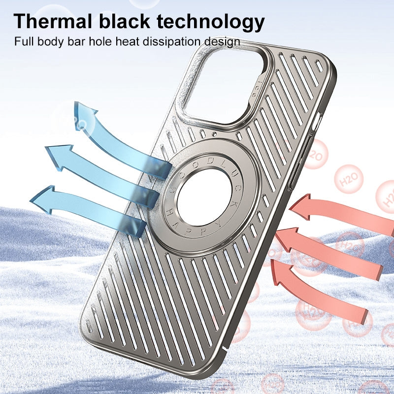 ELECTROPRIME For iPhone 15 Ice Armor Cooling MagSafe Skin Feel Phone Case(Black Grey)