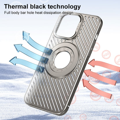 ELECTROPRIME For iPhone 15 Ice Armor Cooling MagSafe Skin Feel Phone Case(Black Grey)