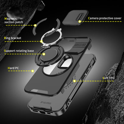 ELECTROPRIME For iPhone 15 Plus Sliding Camshield Ring Holder Phone Case(Red)