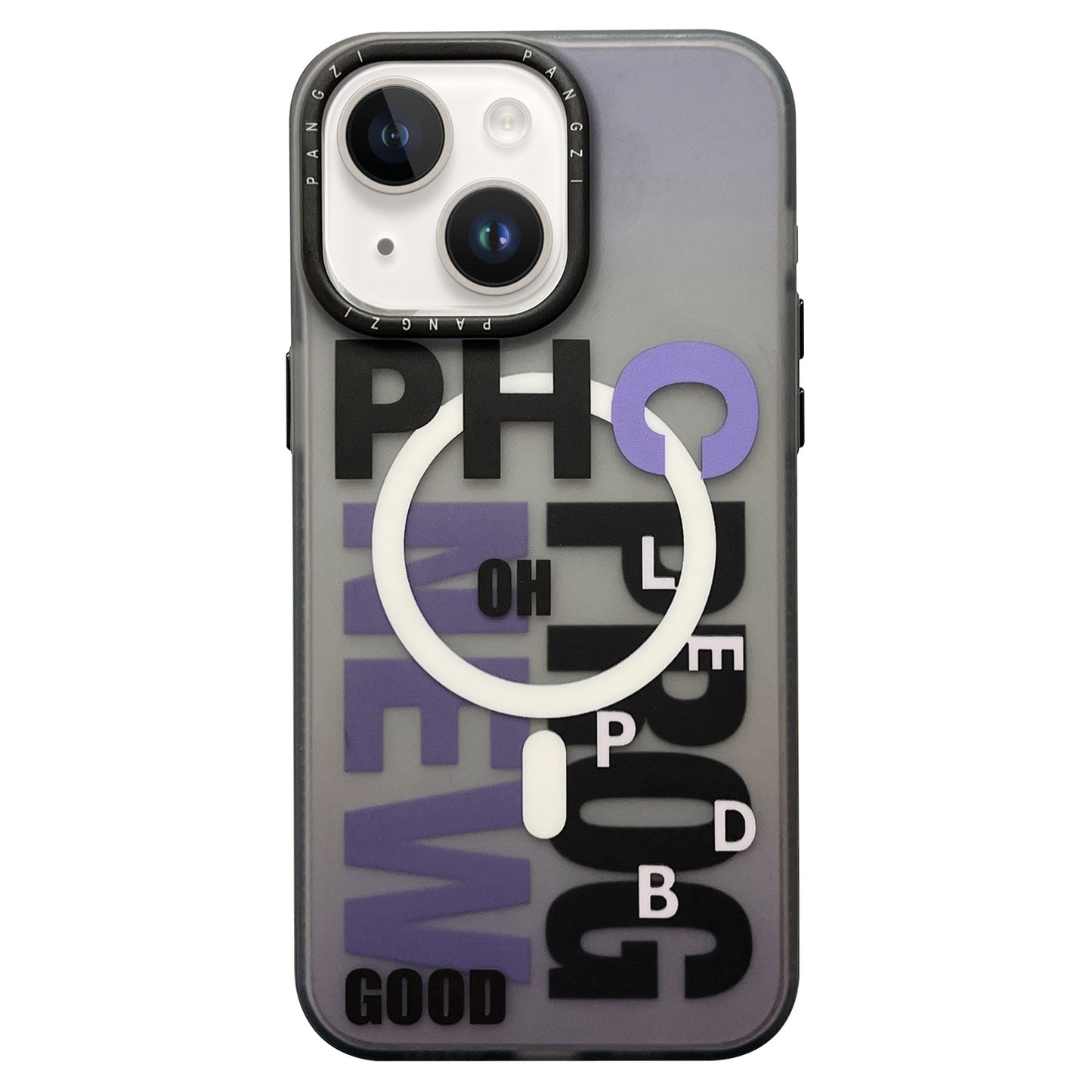 ELECTROPRIME For iPhone 15 Double-Layer Frosted IMD MagSafe Phone Case(Purple Gradient Letters)