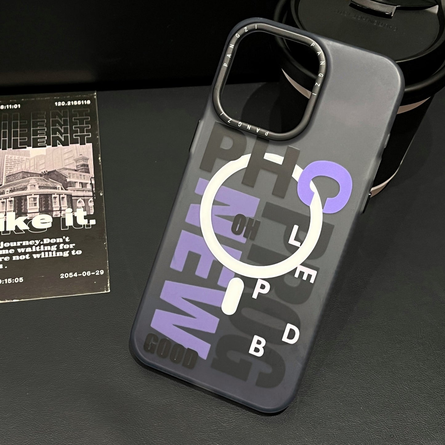 ELECTROPRIME For iPhone 15 Double-Layer Frosted IMD MagSafe Phone Case(Purple Gradient Letters)