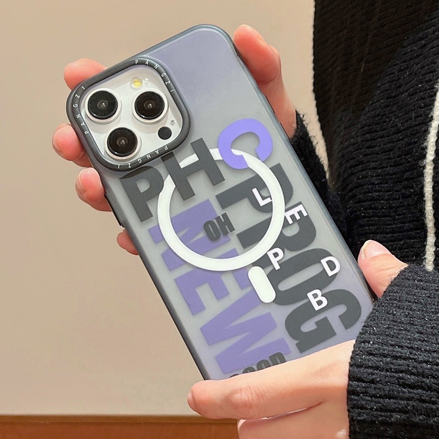 ELECTROPRIME For iPhone 15 Double-Layer Frosted IMD MagSafe Phone Case(Purple Gradient Letters)