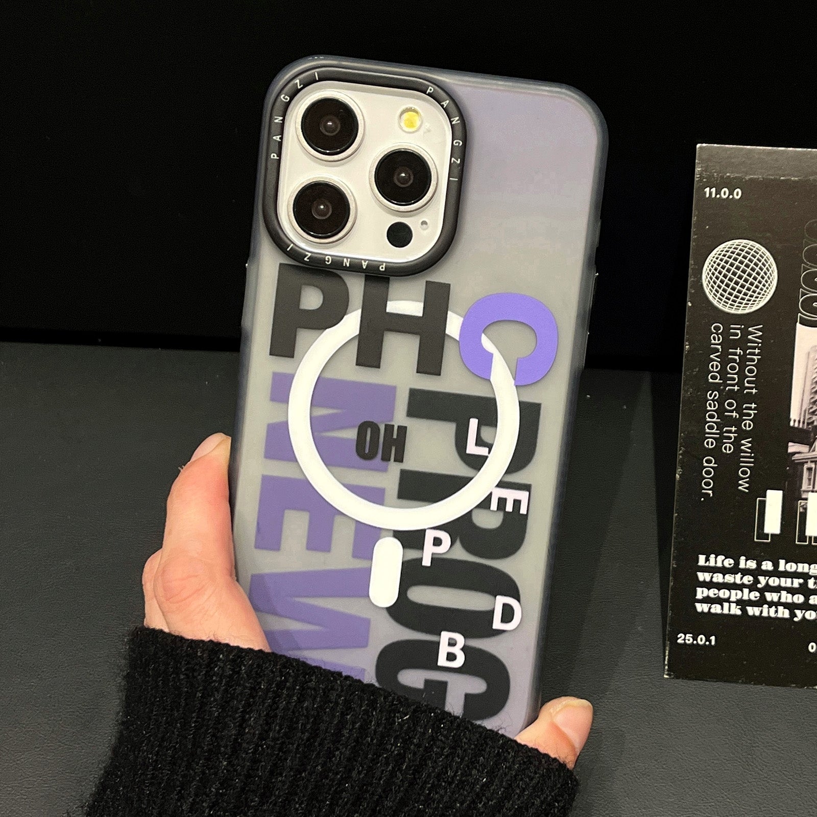 ELECTROPRIME For iPhone 15 Double-Layer Frosted IMD MagSafe Phone Case(Purple Gradient Letters)