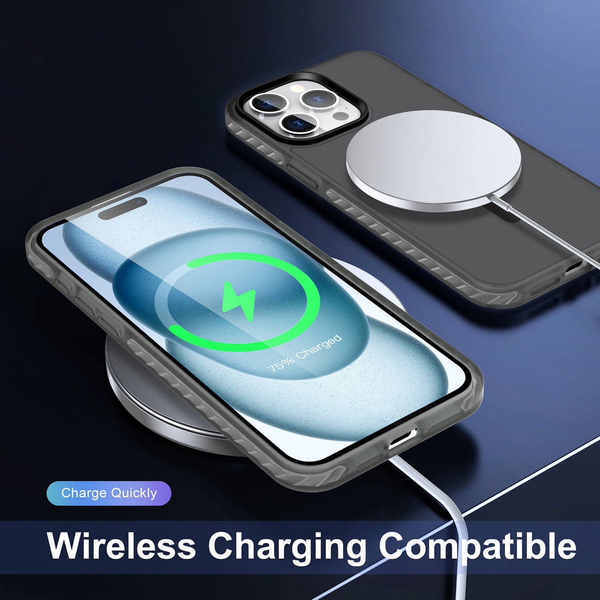 ELECTROPRIME For iPhone 15 Skin Feel Airbag Shockproof MagSafe Phone Case(Black)