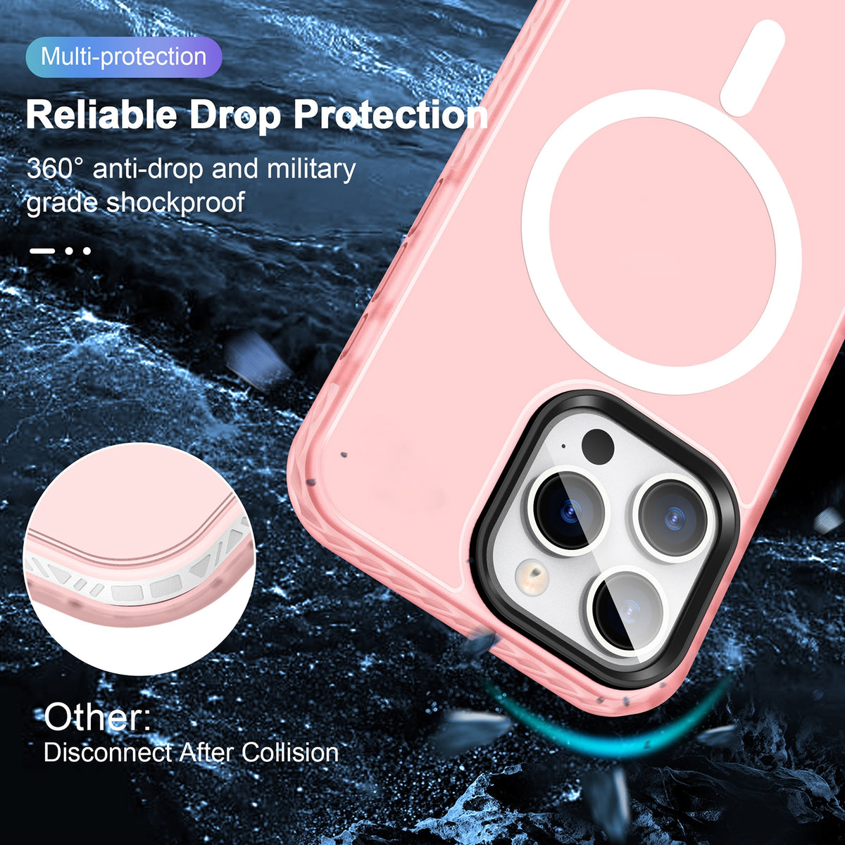 ELECTROPRIME For iPhone 15 Skin Feel Airbag Shockproof MagSafe Phone Case(Pink)