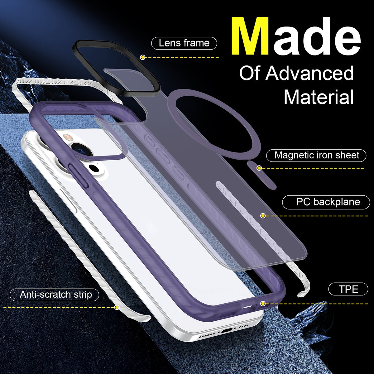 ELECTROPRIME For iPhone 15 Skin Feel Airbag Shockproof MagSafe Phone Case(Purple)