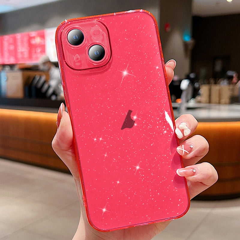 ELECTROPRIME For iPhone 15 Glitter Powder TPU Phone Case(Transparent Red)