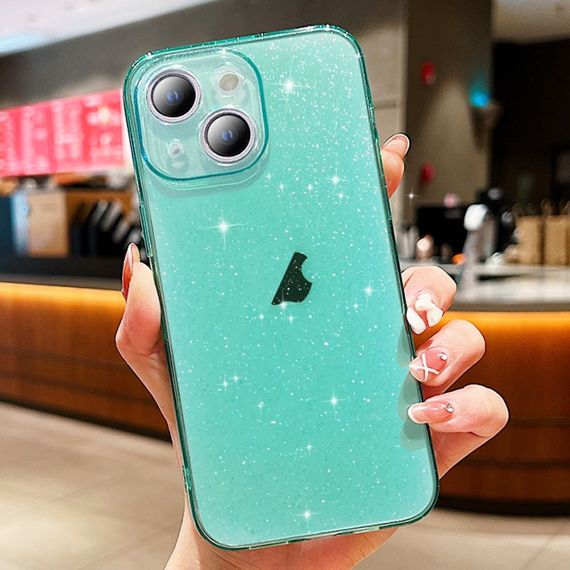 ELECTROPRIME For iPhone 15 Glitter Powder TPU Phone Case(Transparent Green)